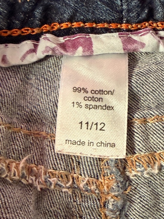 Maurices Dark Blue Denim Shorts with Contrast Orange Stitching - Picture 4 of 4